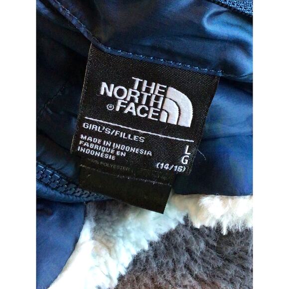 The North Face Full Zip Reversible Mossbud Swirl Fleece Jacket Blue Large 14/16 - Picture 8 of 12